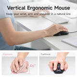 Wireless Ergonomic Mouse For Large Hands, Silent Click Vertical Mice With Removable Wrist Rest, 1000-4000 Dpi, 3-Device (2.4G + 2 Bluetooth 5.4), Compatible With Mac, Windows, Laptop, Pc, Pink
