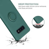 For Samsung Galaxy S10E Case, Slim Silicone Soft Rubber With 360° Ring Holder Kickstand Car Mount Supported Shockproof Protective Cases For Samsung Galaxy S10E 5.8" (2019), Midnight Green
