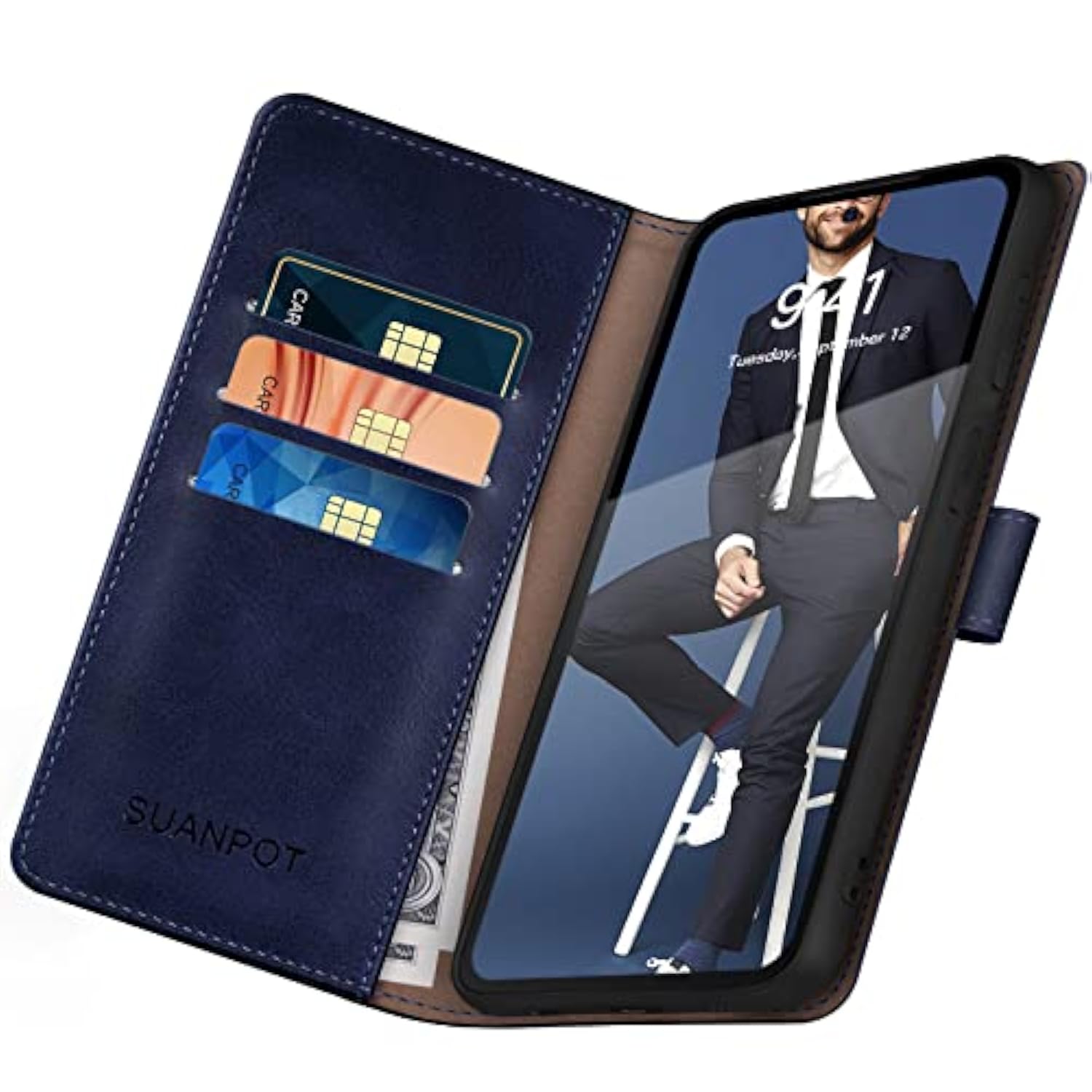 Samsung Galaxy S22 Plus with RFID Blocking Leather Wallet case Credit Card Holder