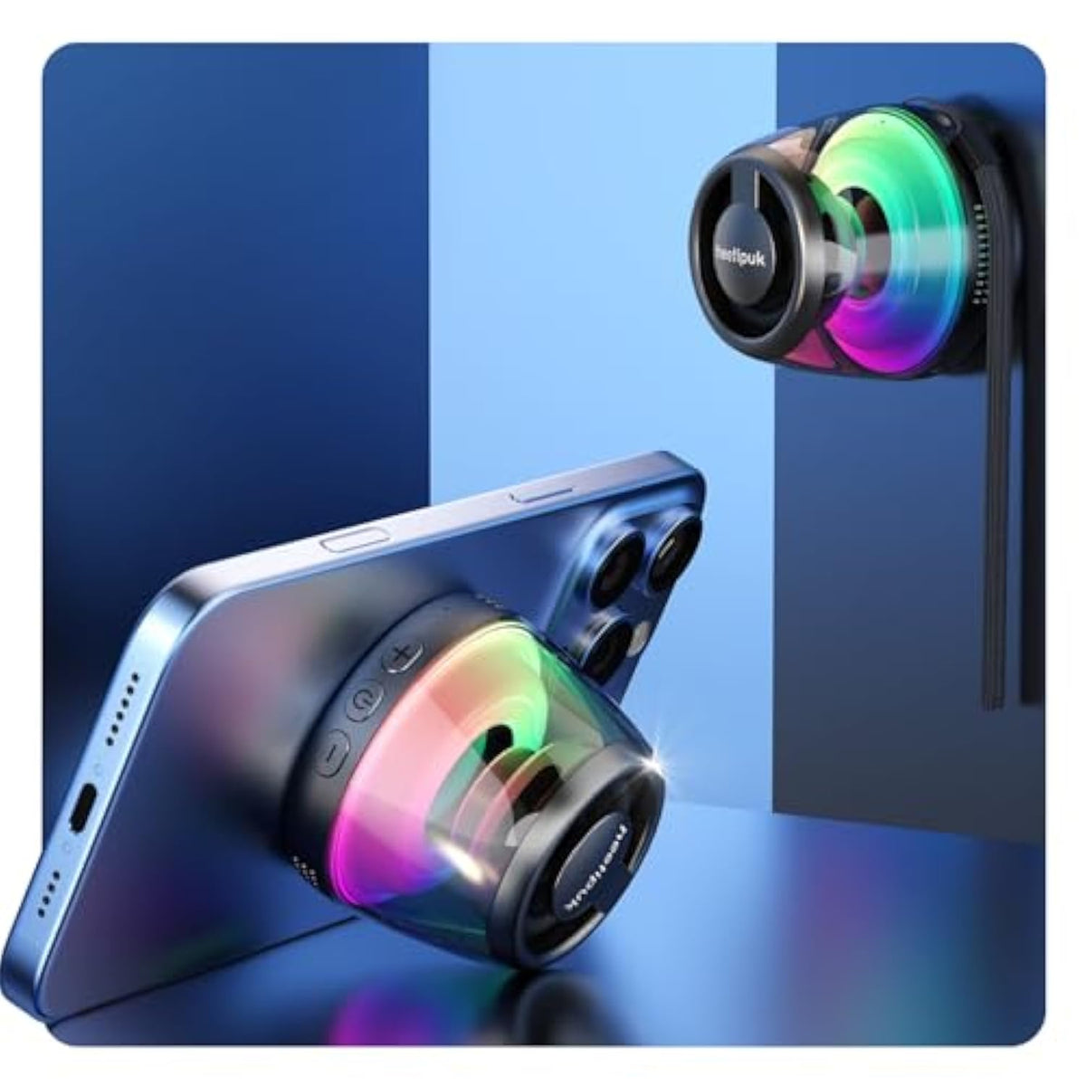 Magnetic Bluetooth Speaker, Portable Mini Bluetooth Loudspeaker With Bass Diaphragm, 5W Internal-Magnet, 7H Playtime,Tws, Rgb Light, Tf Card Slot, Including Magnetic Ring And Lanyard, As Phone Stand