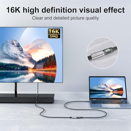 usbc Extension Cable Long 2M/6.6FT,Compatible with Thunderbolt 5 Extender 80Gbps Data Transfer, USB c Male to USB c Female Cable, 8K/16K Display/PD