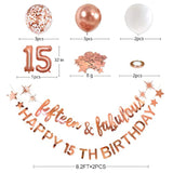 Rose Gold Fifteen & Fabulous Happy 15Th Birthday Banner Garland Foil Balloon 15 For Girls 15Th Birthday Decorations Hanging 15 And Fabulous Cheers To 15 Years Old Birthday Party Supplies Backdrop