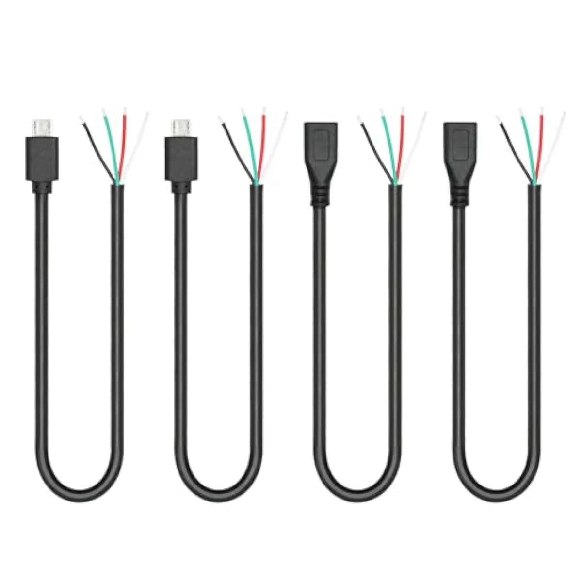 Short Micro Usb Male & Female 4 Pin Bare Wire 11Inch, Micro Usb 5V/3A 4 Pin Pigtail Wire Open End Power And Data Cable, For Micro Usb Equipment Installed Or Replacement Repair Diy Cable