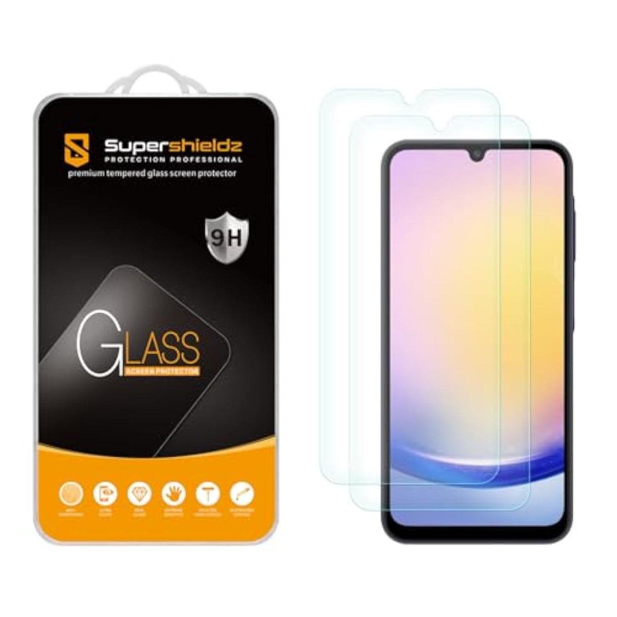 (2 Pack) Designed For Samsung Galaxy A25 5G Tempered Glass Screen Protector, Anti Scratch, Bubble Free