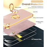 For Xr Case: With Tempered Glass Screen Protector [2 Pack] 360° Rotatable Ring Holder Magnetic Kickstand, Plating Rose Gold Edge For 10 Xr Case, Pink