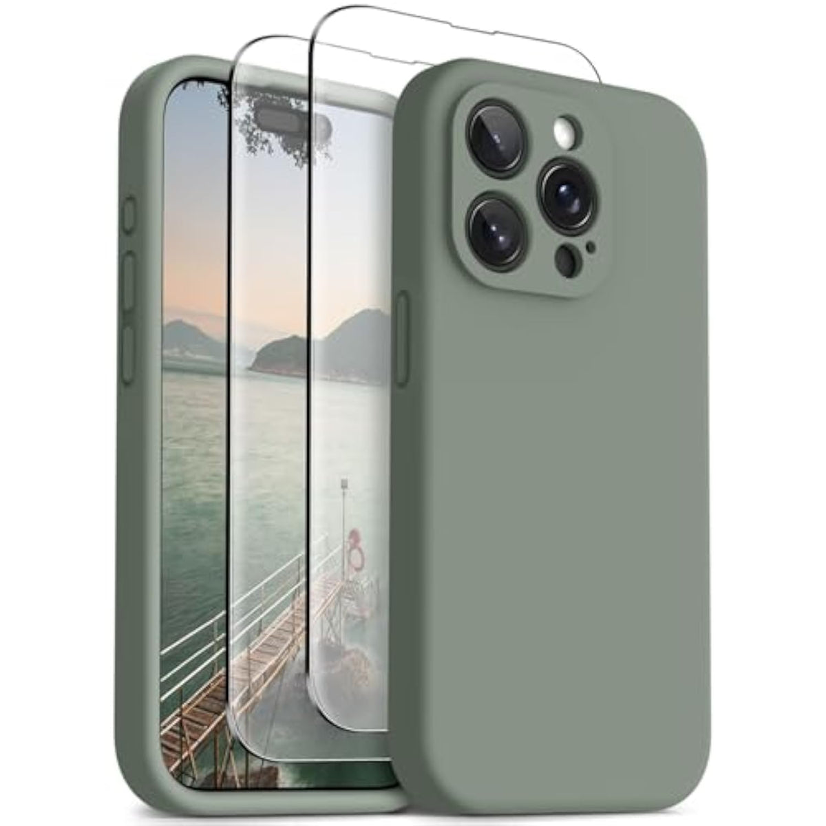 Magnetic For Iphone 15 Pro Case Compatible With Magsafe, [Full Camera Protection][Screen Protector] Full-Body Silicone Shockproof Phone Case For Iphone 15 Pro 6.1" (Calke Green)