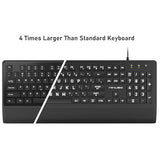 Large Print Computer Keyboard - High Visibility Big Letter Keyboard For Seniors And Visually Impaired,Low Vision Individuals Easy To See,Laser Etched Keys (Non-Fade) Full Size Keyboard For Pc,Windows