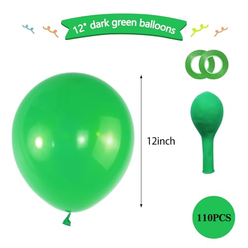 Green Balloons 12 inch, 110pcs Latex Party Balloons Helium Quality for Birthday Graduation Baby Shower Valentines Christmas Wedding Party Decorations (Green)