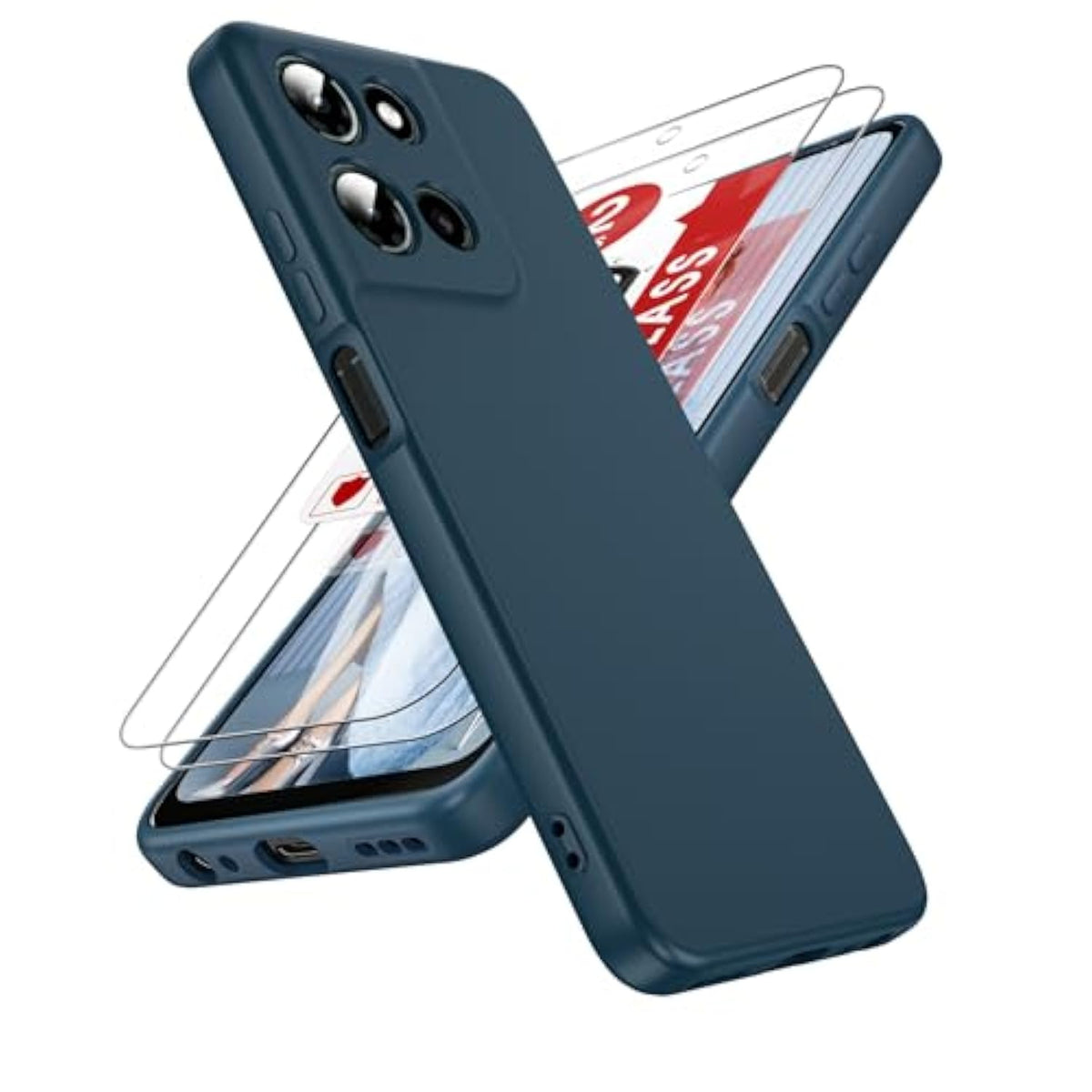 For Motorola Moto-G-5G-2025 Case:??????? ?????? ?? ??????????? With 2Pcs Screen Protector, Anti-Scratch Microfiber Lining, Full-Body Soft Liquid Silicone Phone Case For Moto G 5G 2025, Blue
