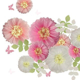 Tissue Paper Chrysanth Flowers With Butterfly And Olive Leaves For Wedding Baby Shower Nursery Room Parties & Events Decorations Pom Poms (White Light Pink Pink)
