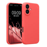 Neon Coral kwmobile Case Compatible with Apple iPhone 16 Case - Slim TPU Silicone Phone Cover - Soft Touch Finish