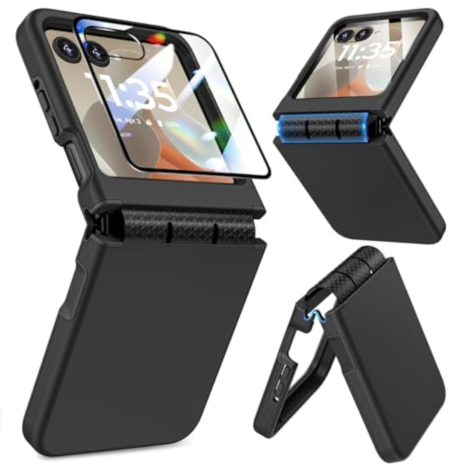 For Motorola Razr 2024/2025 Case, For Moto Razr 2025/2024 Phone Case [Screen Protector][Hinge Protection] – Dual-Layer Slim Cover With Soft Tpu & Hard Pc, Anti-Scratch Shockproof Cover - Black