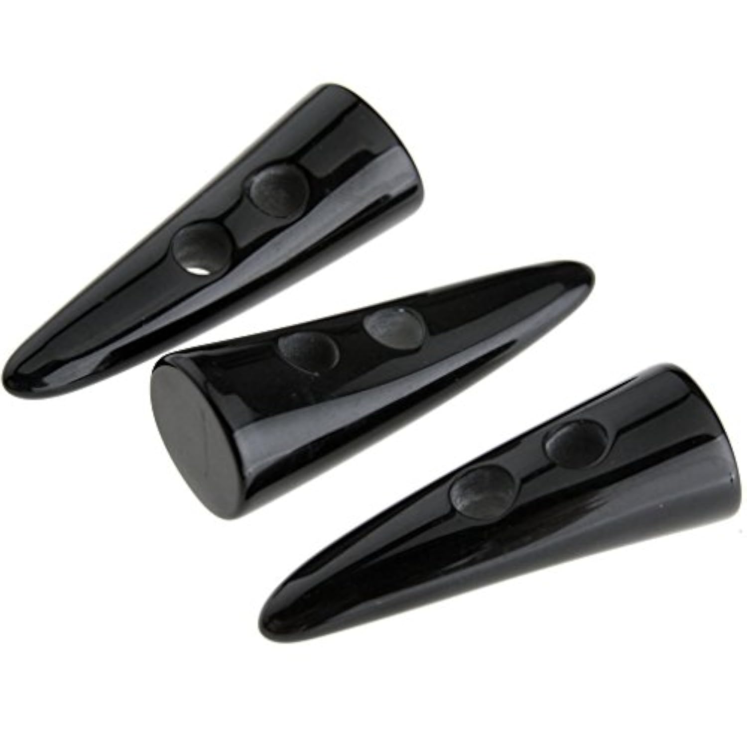 10Pcs Black Resin Toggle Buttons Horn Tooth Shape Two Holes Compatible