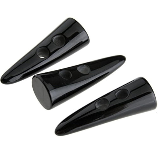 10Pcs Black Resin Toggle Buttons Horn Tooth Shape Two Holes Compatible
