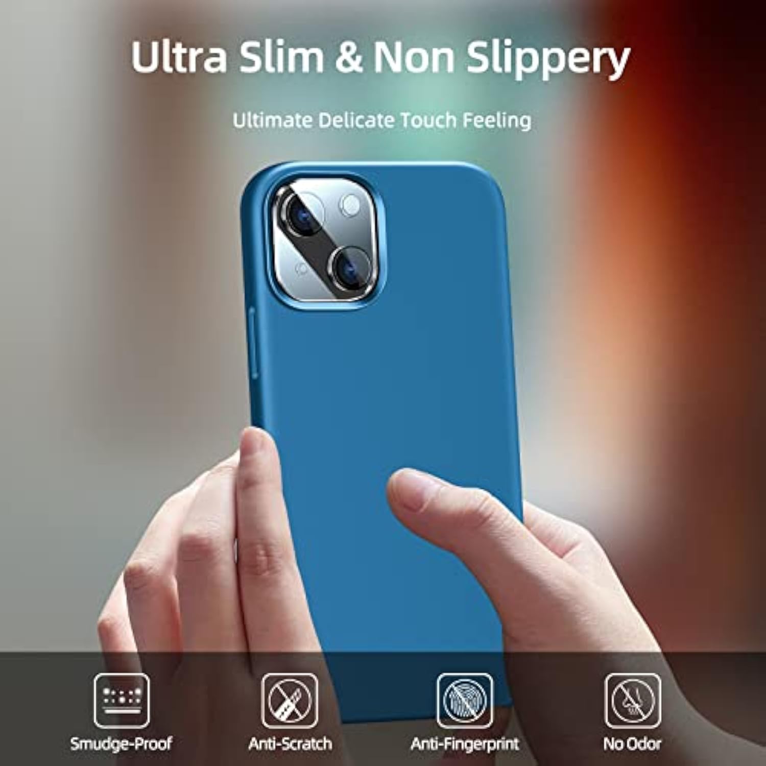 5 In 1 Designed For 13 Case, With 2 Pack Screen Protector,2 Pack Camera Lens Protector, Liquid Silicone Ultra Slim Shockproof Protective Phone Case Microfiber Lining 6.1,Blue