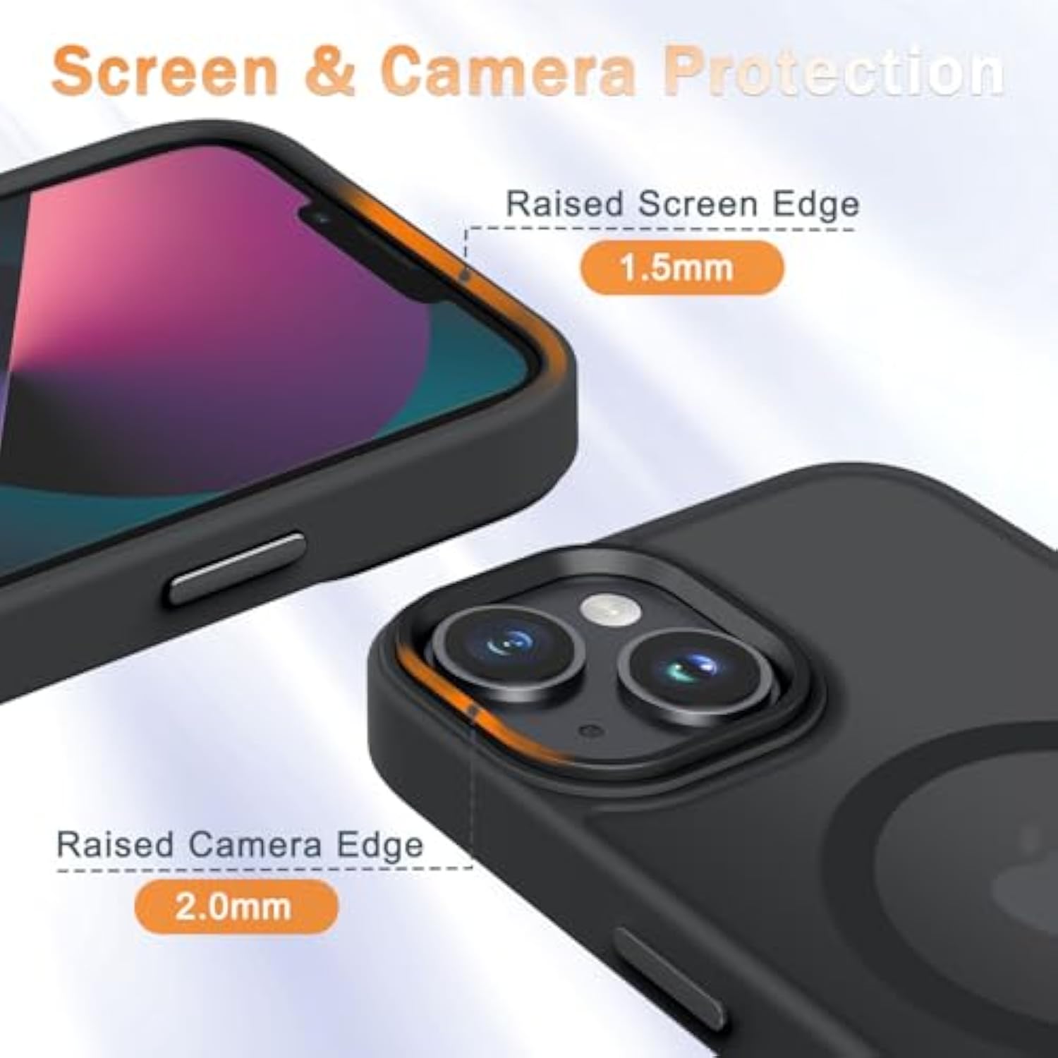 iPhone 14 Plus Matte Magnetic Case with Screen Protector Magsafe Black