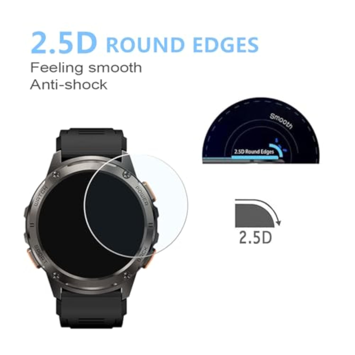 Screen Protector Compatible For Amaztim/Kospet Tank T3 Smart Watch 1.43" (3 Pack) For T3E Smart Watch Tempered Glass Protector
