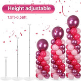 2 Sets Pink Balloon Column Stand Kit With 100 Balloons Adjustable Balloon Tower Stand With Bases For Floor Hot Pink Column For Girls Graduation Mother'S Day Birthday Wedding Spring Party Decor