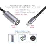 Pd 100W Dc4017 To Type C Power Charging Cable, Dc 4.0X1.7Mm Female Input To Usb Type C Male Extension Cable With Pd Automatic Identification Chip,For Phones,Tablets,Laptops