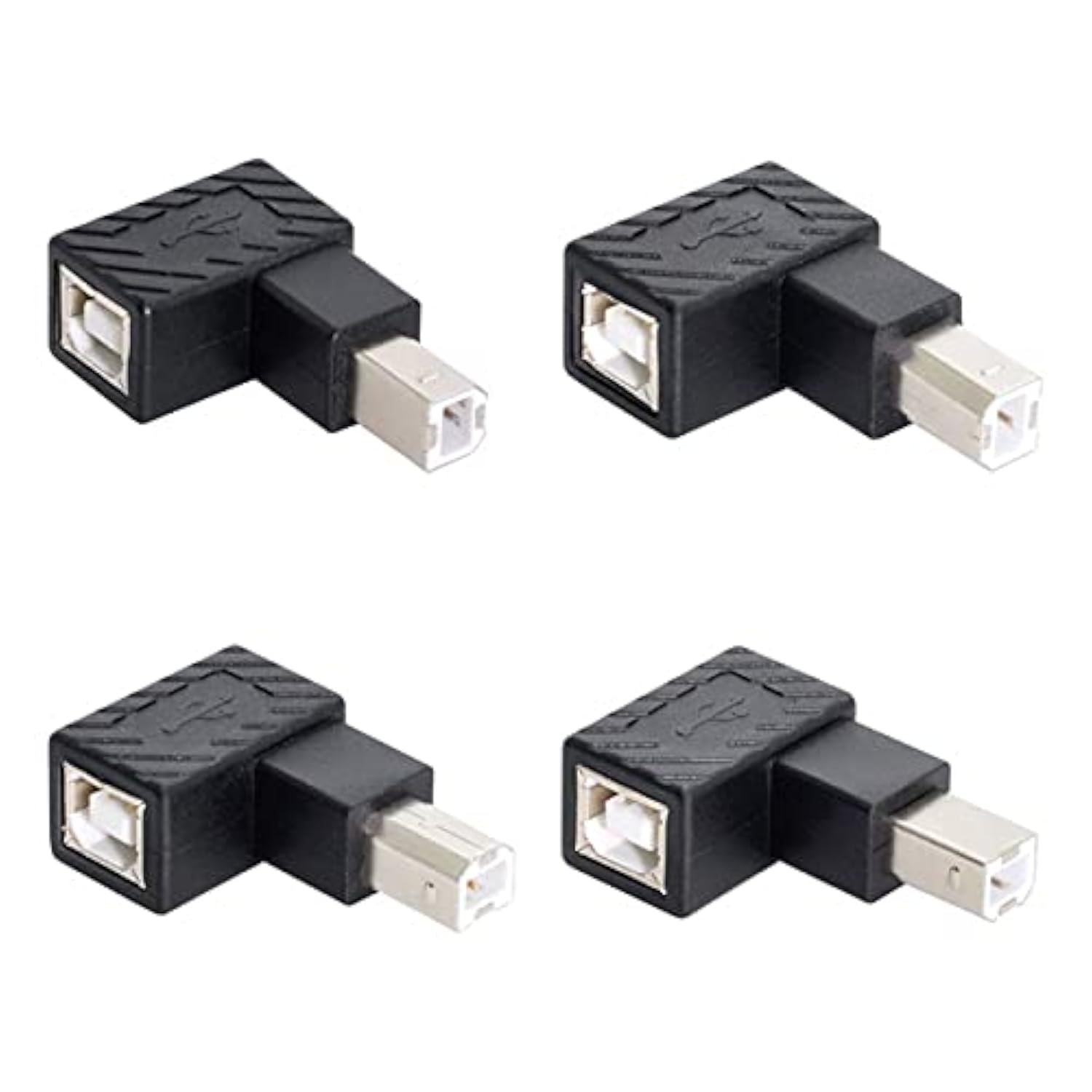 cablecc 4Pcs USB 2.0 B Type Male to Female Extension Adapter Horizontal Vertical Angled 90 Degree for Disk Scanner