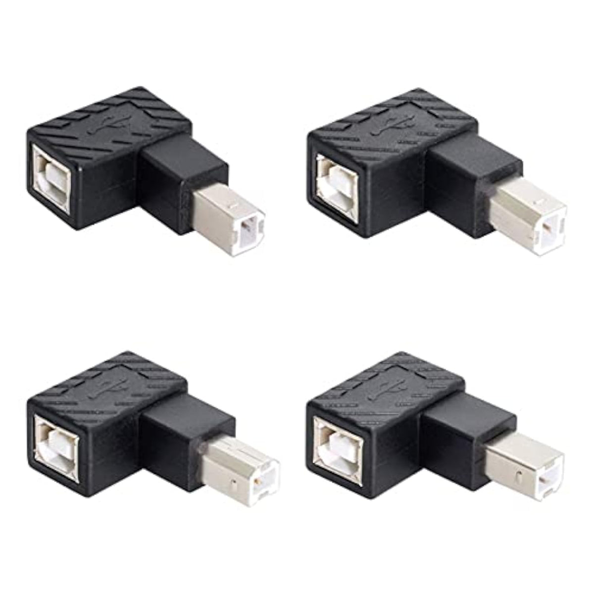 cablecc 4Pcs USB 2.0 B Type Male to Female Extension Adapter Horizontal Vertical Angled 90 Degree for Disk Scanner
