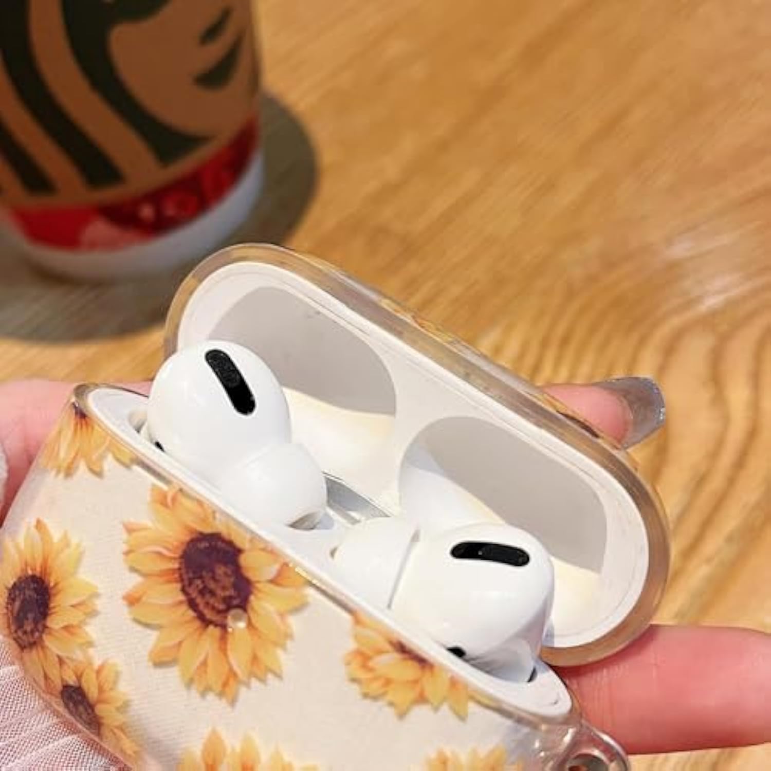 Compatible With Airpods Pro Clear Case,Cute Cartoon Flower Pattern Design With Floral Keychain, Soft Tpu Protective Shockproof Case For Airpod Pro For Girls Women-Yellow Sunflower
