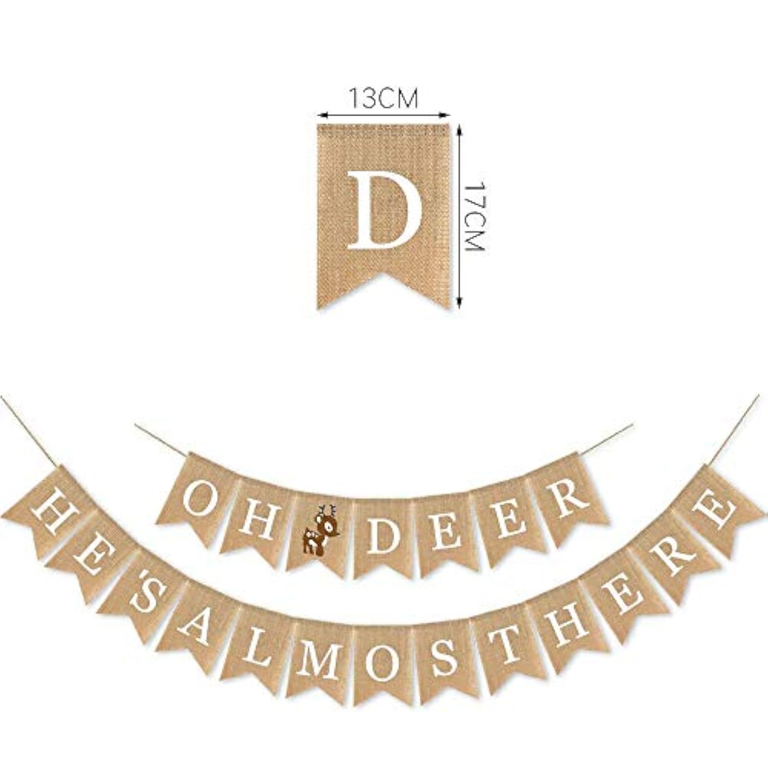 Burlap Oh Deer He'S Almost Here Banner Mantel Fireplace Supplies Boy Woodland Baby Shower Garland Decorations