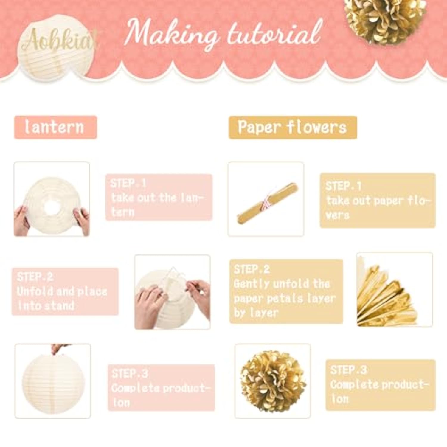 Birthday Party Decorations Set For Girls Women,12Pcs Pink Gold Tissue Paper Pom Poms Lanterns Flowers,For Engagement,Wedding,Baby Shower,Bridal Shower,Girl Party