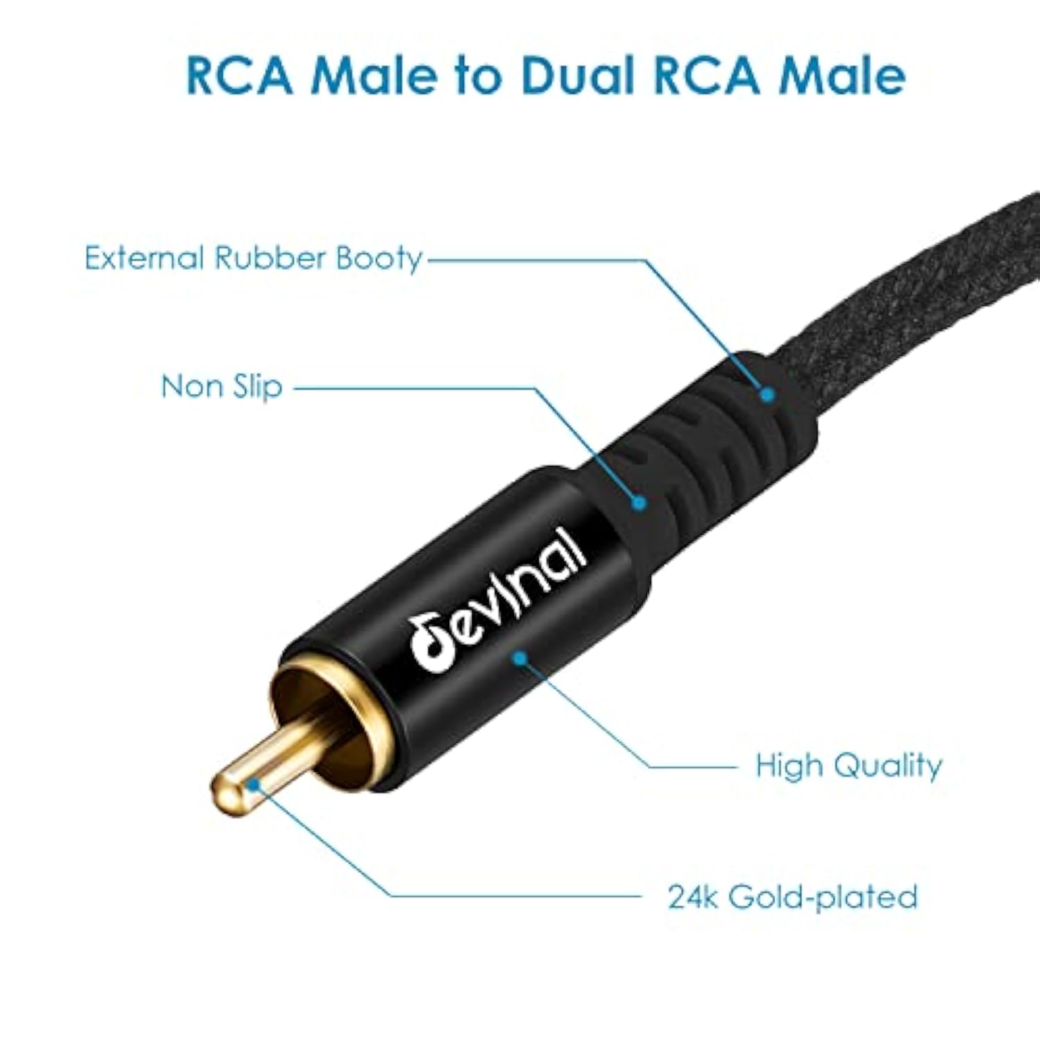 Rca Y Cable, Rca/Phono Y Splitter, Rca 1 Male To 2 Male Y Adapter, Male/Male S