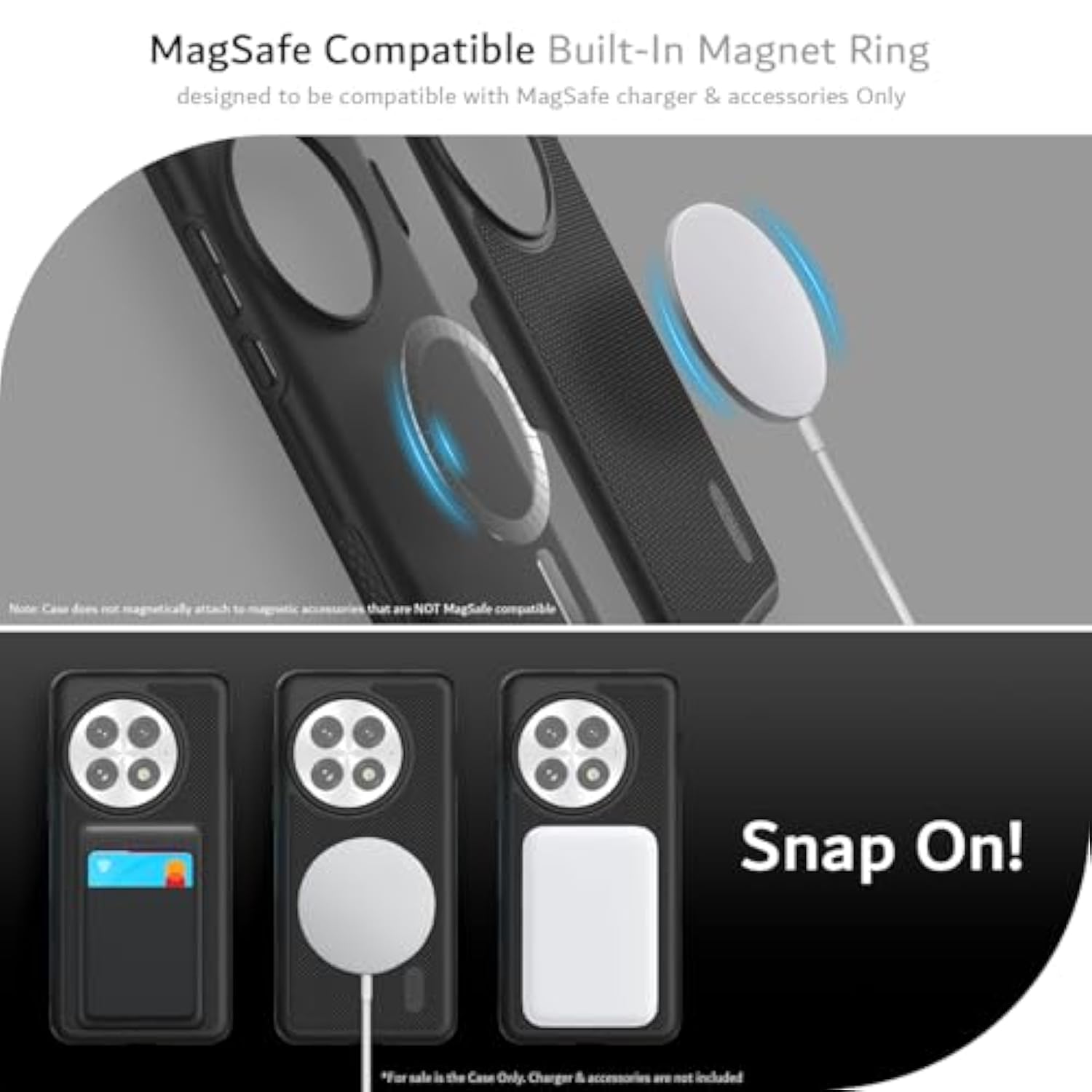 TUDIA MergeGrip [Magsafe Compatible] for OnePlus 13 Case 5G (2025) - [Military Grade Drop Tested] Dual Layer Shockproof Slim Heavy Duty Tough Cover Phone Cases - Black