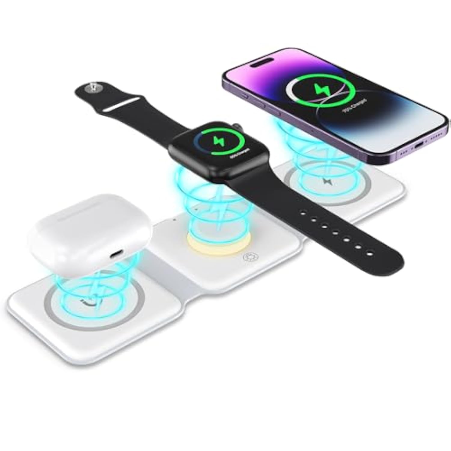 ????????????????? ??????????????? 3 In 1 Foldable Wireless Charger, Magnetic Fast Wireless Charging Pad, Compatible With Iphone 15/14/13/12, Apple Watch, Airpods Pro