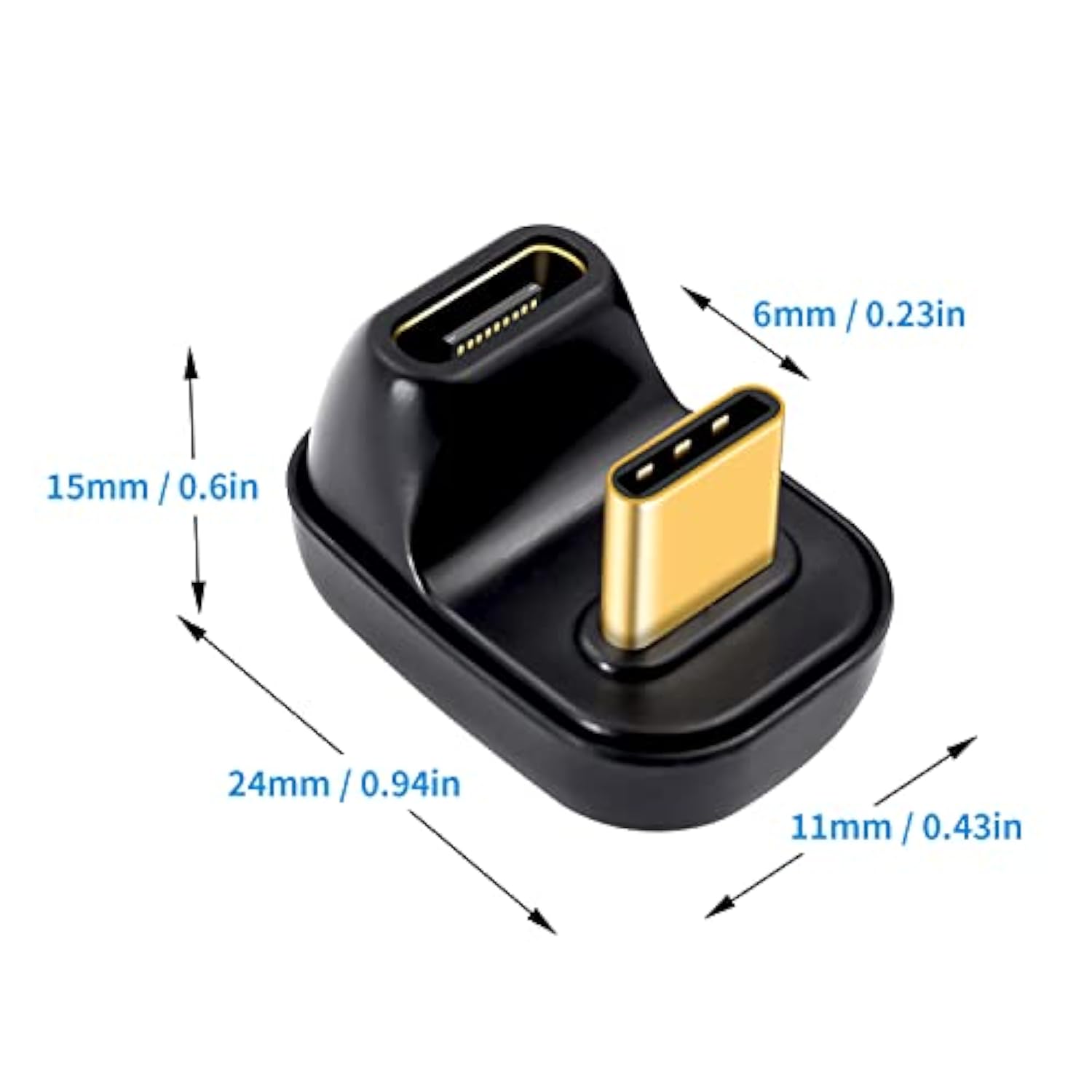 Usb C 180 Degree Adapter (1 Pack), U Shape Usb C Adapter 40Gbps, Usb Type C Ma
