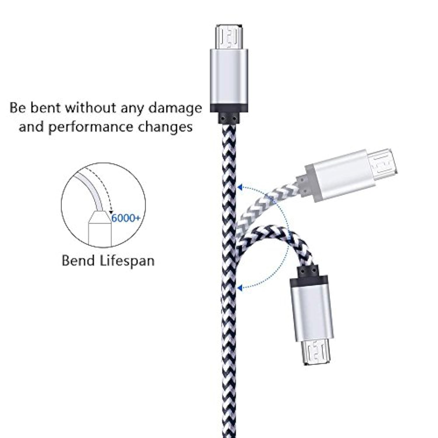 Micro Usb Charger Cable, 5-Pack 6Ft Micro Usb Cable Cord Braided Fast Charging Phone Charger For Samsung Galaxy J3 J7 S6 S7 Edge, Tablet, Lg Stylo 2/3 Lg G3 G4 K30 K20 Plus, Old Kindle 7 8 10