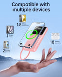Portable Charger with Built in Cable - Power Bank Fast Charging 22.5W USB C 10000mAh LED Display Travel Battery Pack 5 Outputs & 3 Inputs for iPhone