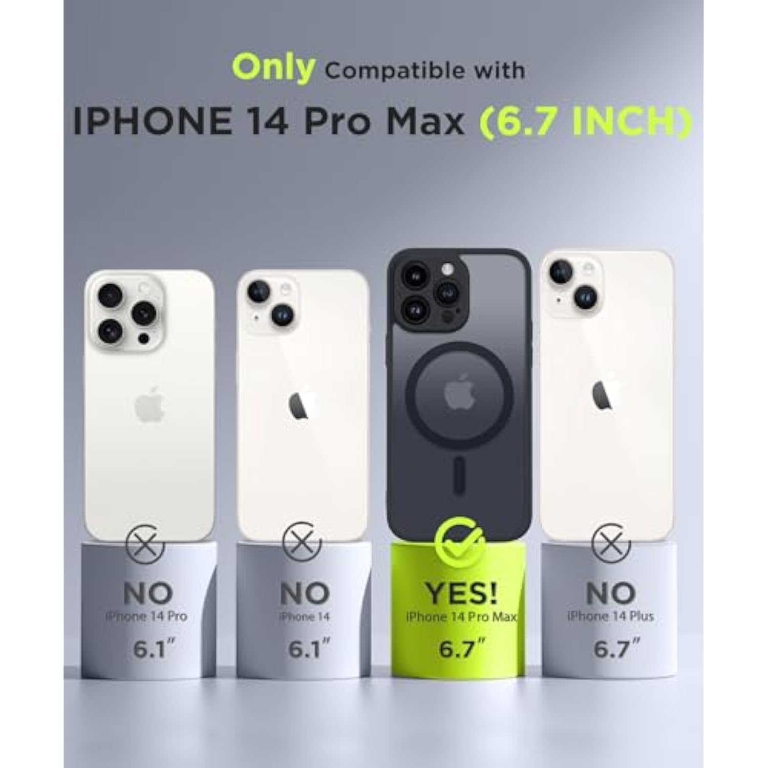 Magnetic For Iphone 14 Pro Max Case, Compatible With Magsafe,[Full Camera Protection][Privacy Screen Protector]Non-Slip Translucent Shockproof Phone Cover For Iphone 14 Promax (Matte Black)