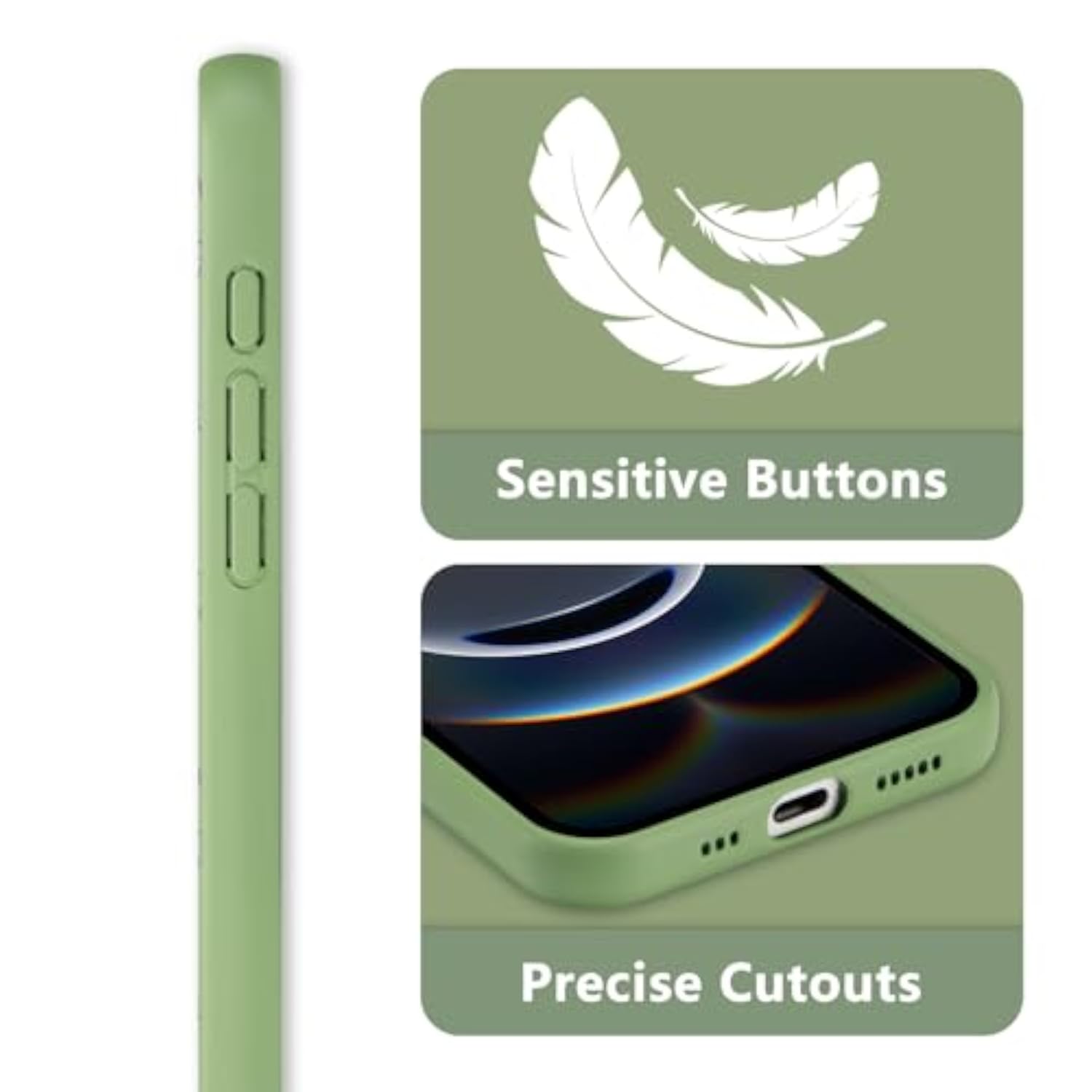 Floral Silicone Case for iPhone 16e and 17e 6.1 Inch Phone Case for Women, Green