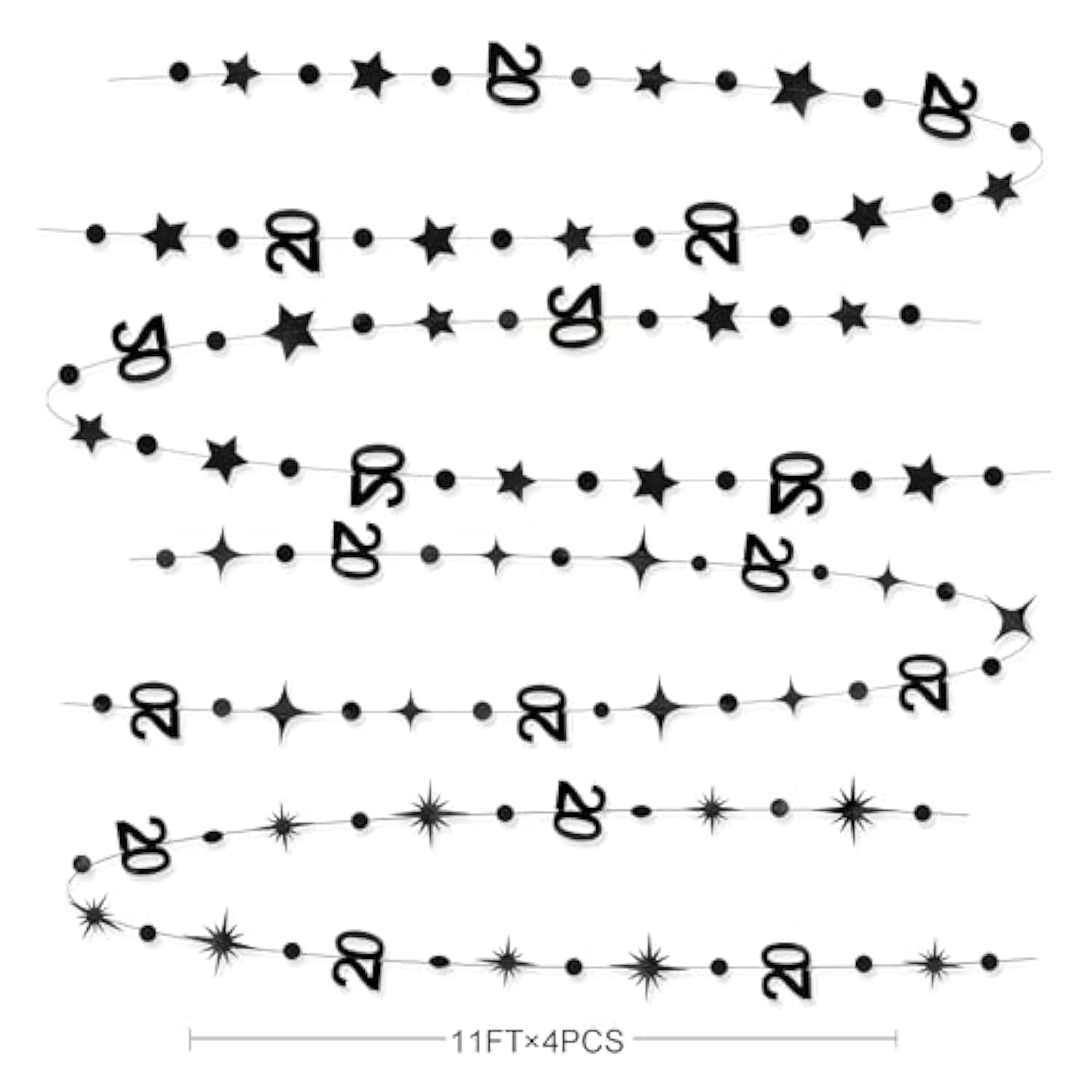 20th Birthday Decorations Metallic Banner & Streamers for Cheers to 20 Years