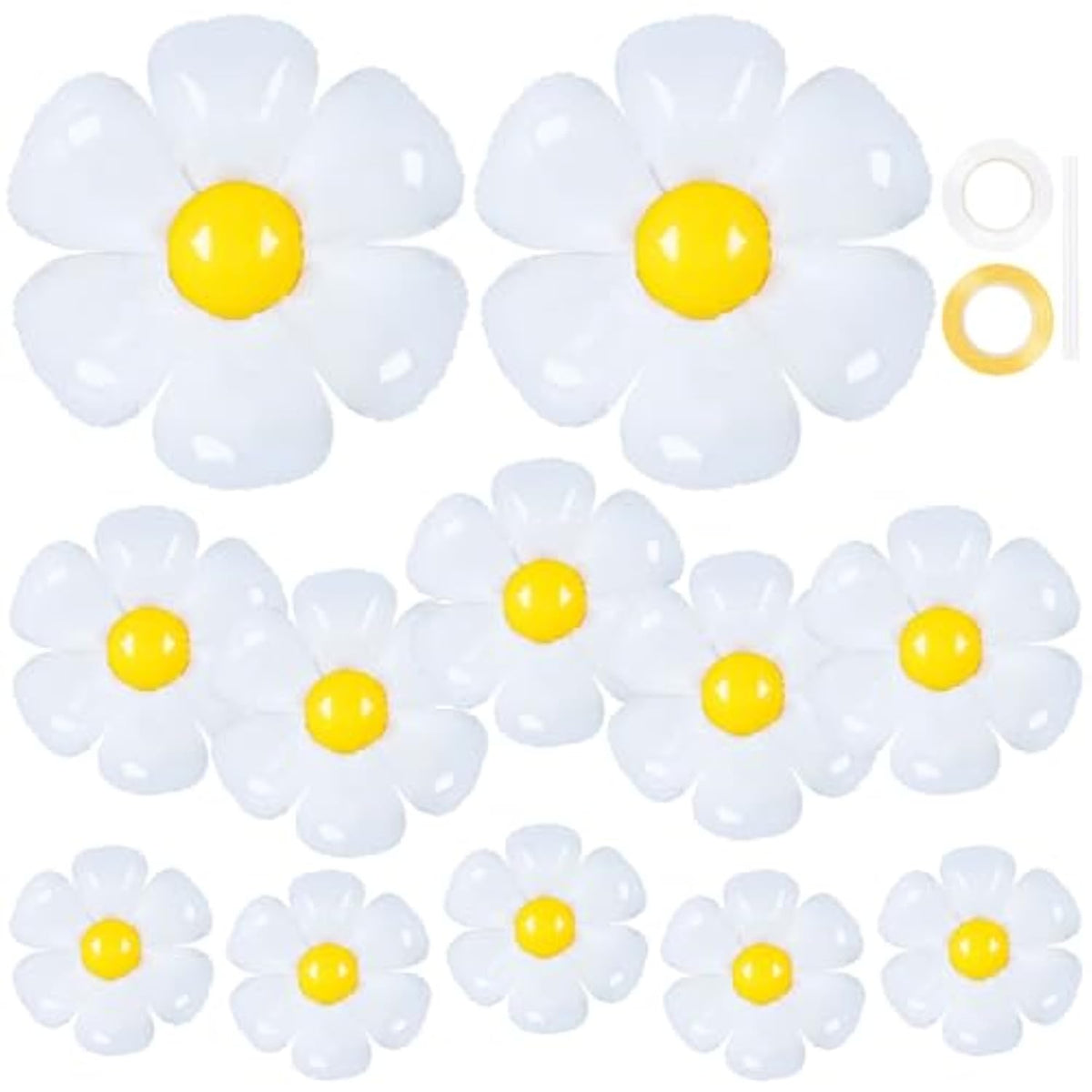 12 Pack White Daisy Foil Balloons Large Flower Party Decorations Baby Shower Wedding