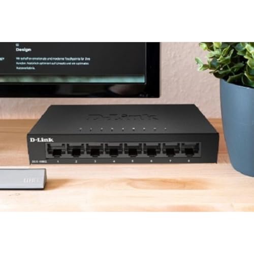 Ethernet Switch, 8 Port Gigabit Unmanaged Desktop Plug And Play Sturdy Metal Housing Fanless Design Eee (Dgs-108Gl-V2)