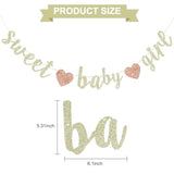 Pre-Strung Champagne Glitter "Sweet Girl Baby" Banner Shower/1st Birthday Decor