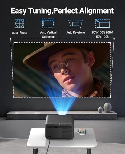 Native 1080P & Auto Focusmini Projector With Wifi And Bluetooth, 800Ansi Brightness, Support 4K Hd, Portable Movie Projector, Auto Keystone Correction, Compatible With Smartphone, Laptop, Hdmi, Usb