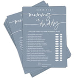 50 Guess Who Mommy Or Daddy Game Cards, Fun Baby Shower Games Activity, Gender Neutral Boy Or Girl - Blue