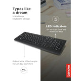 Lenovo 300 USB Keyboard, Wired, Adjustable Tilt, Ergonomic, Windows 7/8/10, GX30M39655, Black