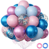 Gender Reveal Decorations Balloons Set, 62Pcs Pink And Blue Balloons For Boys Or Girls Gender Reveal Baby Shower Birthday Party Decorations, 12 Inch