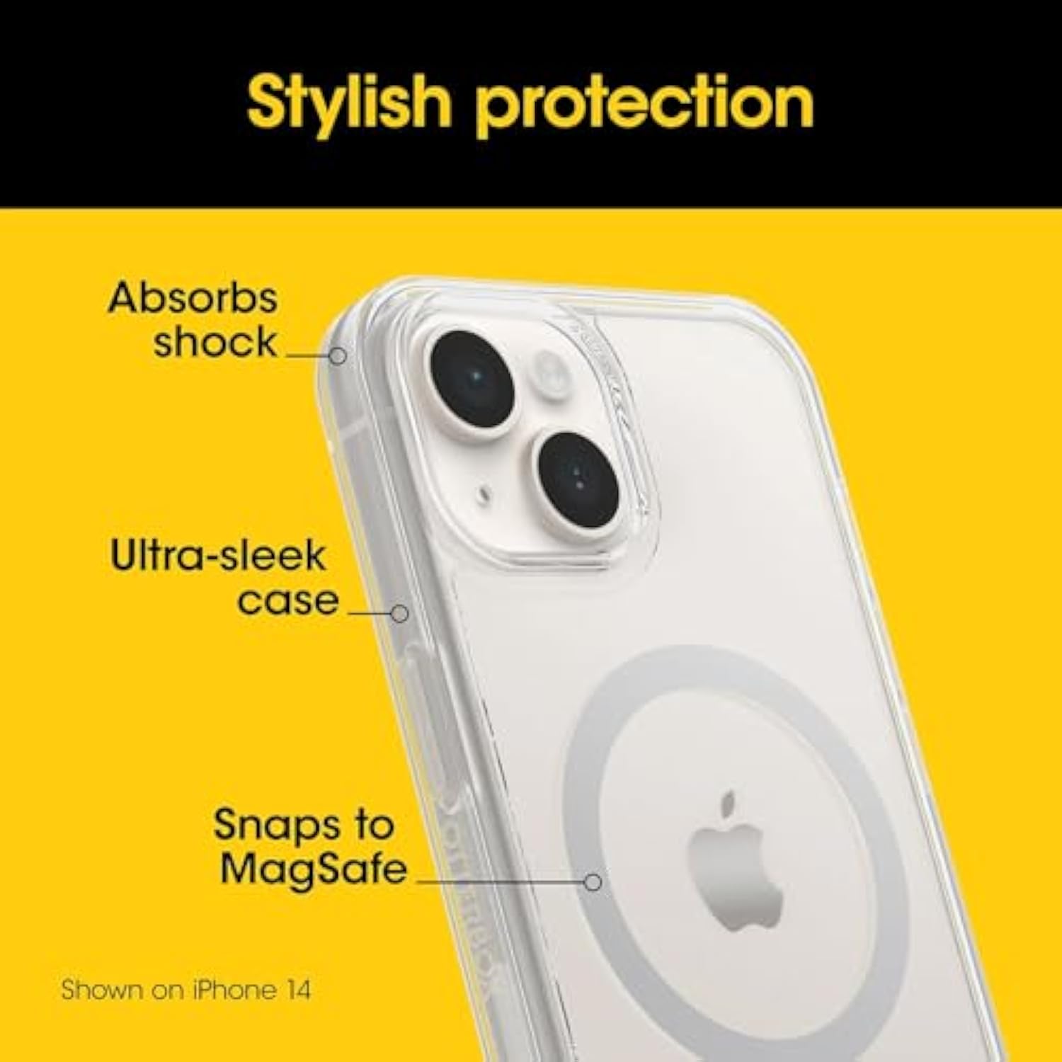 OtterBox iPhone 16e, iPhone 15, iPhone 14, and iPhone 13 (ONLY) Symmetry Series+ Case - Clear/Peachy Bloom, Snaps to MagSafe, Ultra-Sleek, Raised Edges Protect Camera & Screen - Non-Retail Packaging