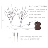 Lighted Willow Branches With Timer 70 Fairy Lights 18In, Brown Twig Branch Lights For Indoor Outdoor Home Fireplace Chri