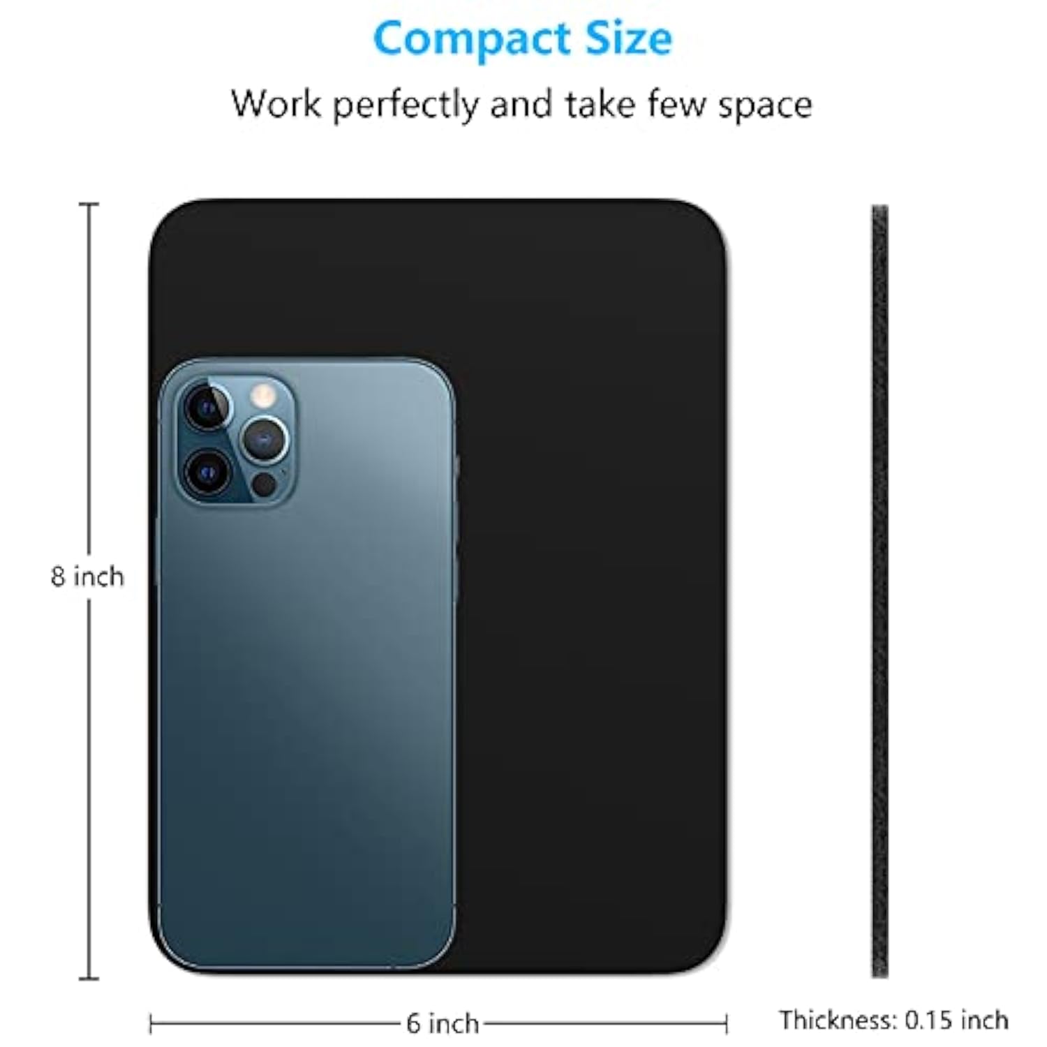 Small Mouse Pad, 6 X 8 Inch Thick Rubber Premium-Textured Non-Slip Portable & Washable Mini Mouse Mat For Women Men Wireless Laptops Keyboard Tray Gaming Work Computer Office Travel, Black