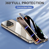 Anti Peeping Case For Iphone 16 Pro Max, Anti Spy Screen, Anti Peep Magnetic Adsorption Metal Bumper With Lens Protector 360 Degree Protection Front Privacy Tempered Glass Back Clear Cover (Pink)