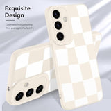 Compatible With Samsung Galaxy S25 Case, Silicone Checkered Cute Pattern, Camera Protection Soft Slim Phone Case For Girls Women -White