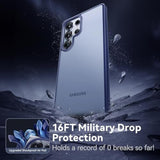 Genuine Official For Samsung Galaxy S25 Ultra Case [16Ft Military Drop Protection] [Anti Stain Tech] Slim Matte Translucent Shockproof Protective S25 Ultra Case 6.9'', Blue